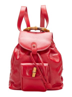 Gucci Red Mini Bamboo Backpack
