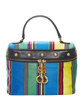Versace Multicolor Striped Vanity Bag