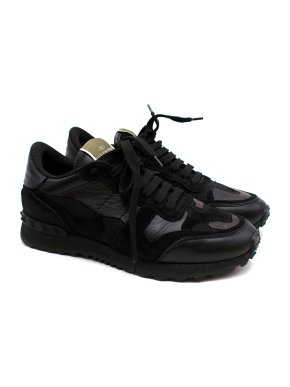 Valentino Garavani Black Camo Rockstud Trainers