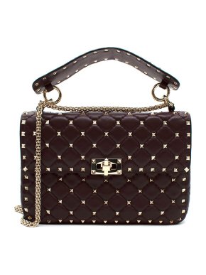 Valentino Garavani Burgundy Rockstud Spike leather cross-body bag