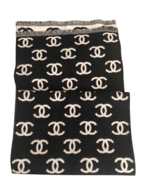 Chanel bi-colour cashmere blend scarf