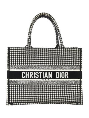 Dior Medium Houndstooth Embroidered Book Tote