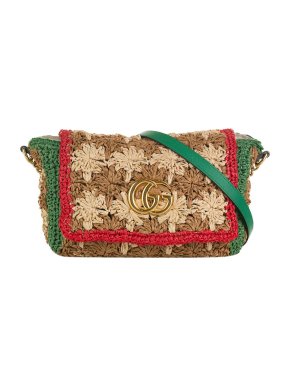 Gucci Small Raffia GG Marmont Crossbody bag