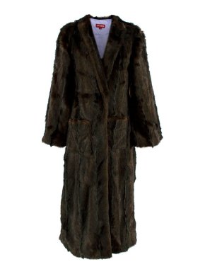 Staud Brown Longline Faux Fur Coat