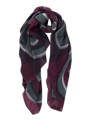Hermes Purple & Grey Wool & Silk Button Print 140 Scarf