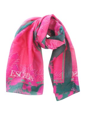 Escada Pink & Green Silk Blend Scarf