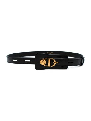Dior Black Belt with Gold Metal CD Buckle