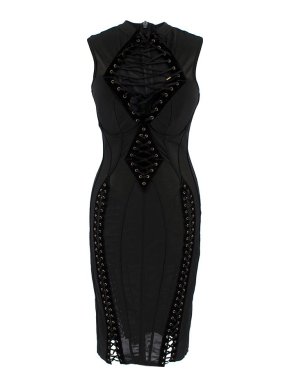 Agent Provocateur Black Lace-Up Corset Dress