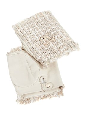 Chanel tweed fingerless gloves