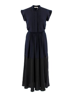 Chloe Navy Black Silk Midi Dress