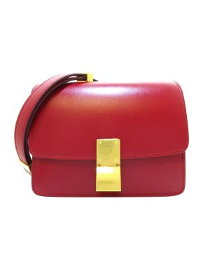 Celine Red Leather Small Classic Box Bag