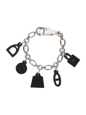 Hermes Olga Breloque Palladium and Leather Bag Charm