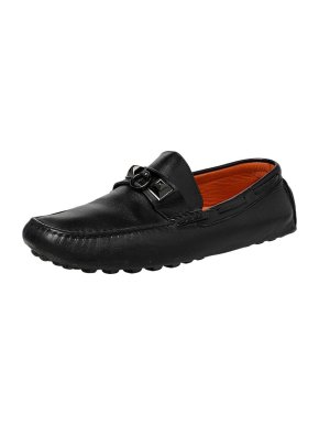 Hermes Black Leather Irving Loafers