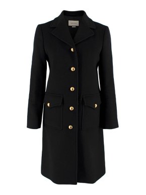 Gucci Navy Lion Button Long Coat