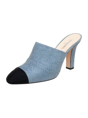 Chanel Denim CC Cap Toe Mules
