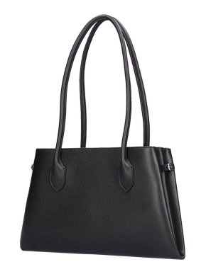 Black Leather Margaux Trifold Tote Bag