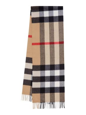 Burberry Check Cashmere Scarf in Archive Beige