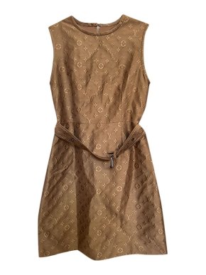 Louis Vuitton Brown Monogram Belted Dress