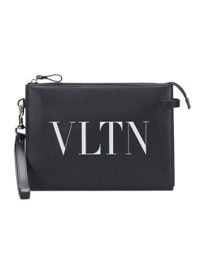 Valentino Garavani VLTN Leather Clutch Bag
