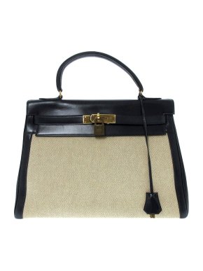 Hermes 1981 Kelly Toile 32 Noir