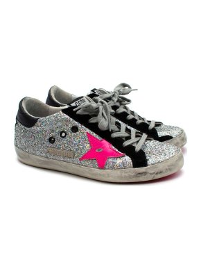 Golden Goose Silver Glitter Sneakers