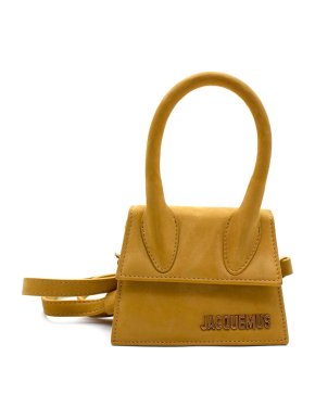 Jacquemus Le Chiquito Mini Mustard Yellow Suede Top Handle Bag