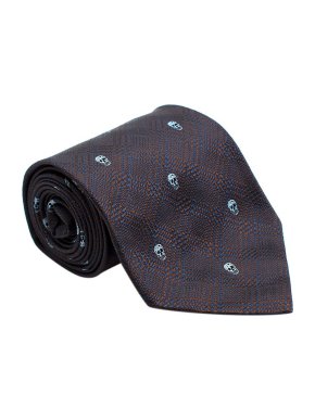 Alexander McQueen Blue Skull Printed Tie