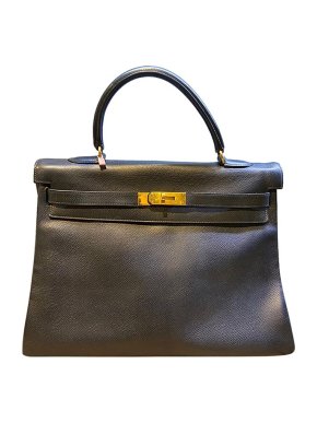 Hermes 1995 Vintage Courchevel Kelly Retourne 35 GHW