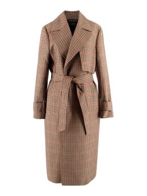 Joseph Chasa Brown Tweed Check Long Coat