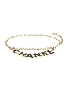 Chanel Crystal Embellished Letters Logo Chain Belt