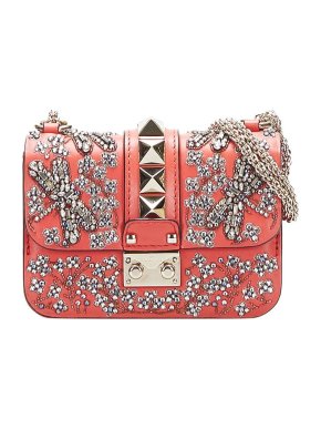 Valentino Garavani Crystal Embellished Small Glam Lock Bag