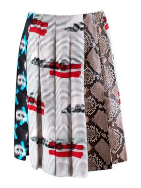 Prada Iconic Print and Python Print Runway Pleated Mini Skirt