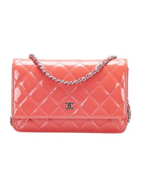 Chanel Pink Patent Wallet on Chain