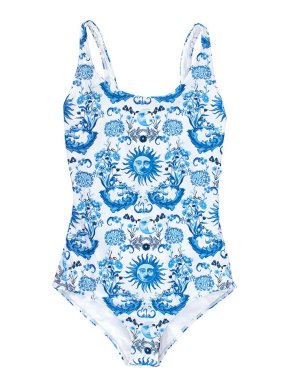 Borgo De Nor White and Blue Printed Swimsuit