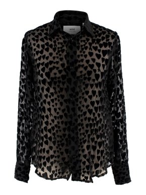 Ami Alexandre Mattiussi Heart Pattern Sheer Shirt