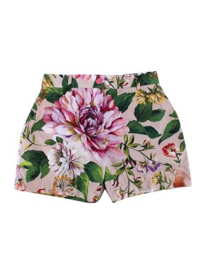 Dolce & Gabbana Pink Cotton Floral Print Shorts