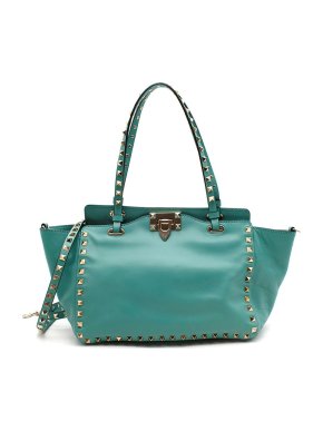 Valentino Garavani Turquoise Rockstud Tote Bag