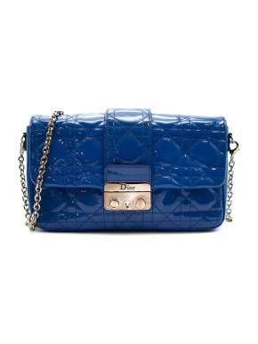 Blue Patent Leather Miss Dior Promenade Chain Clutch