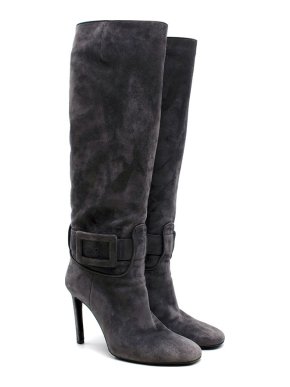 Roger Vivier Grey Suede Knee Boots