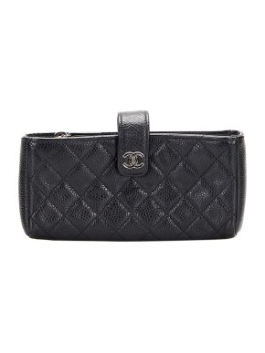 Chanel Caviar Quilted Mini Phone Holder Clutch