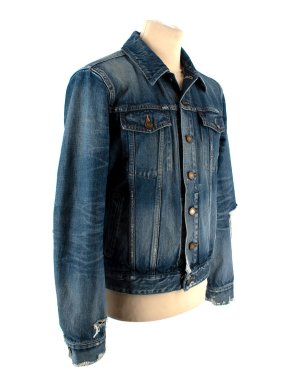 Saint Laurent Blue Distressed Denim Jacket