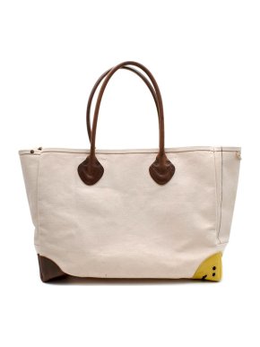 Kapital Smiley Patch Cream Canvas & Leather Shoulder Bag