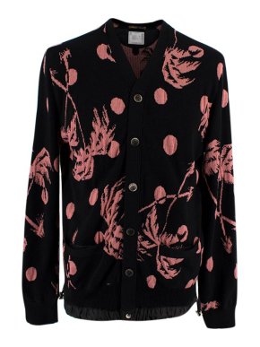 Sacai Sun Surf Shell Trimmed Intarsia Cardigan