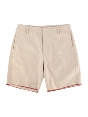 Harago Cream Contrast Trim Cotton Shorts