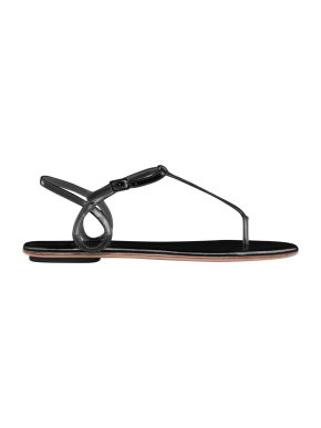 Aquazzura Black Leather Almost Bare Flat Sandals