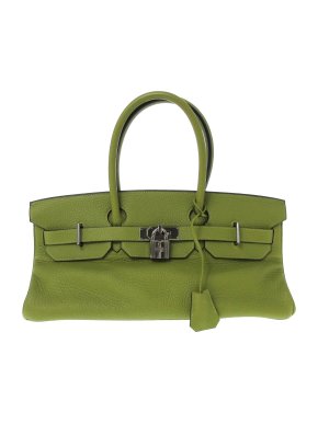 Hermes Rare Green Clemence Leather JPG Shoulder Birkin