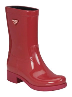 Prada Red Rubber Rain Boots