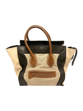 Celine Tricolour Canvas and Leather Mini Luggage Tote