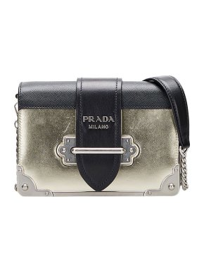 Prada Metallic Vitello Cahier Crossbody Bag