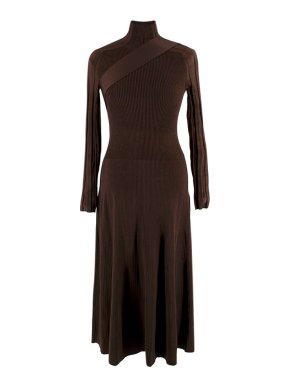 Peter Do Seatbelt ribbed-knit turtleneck midi dress